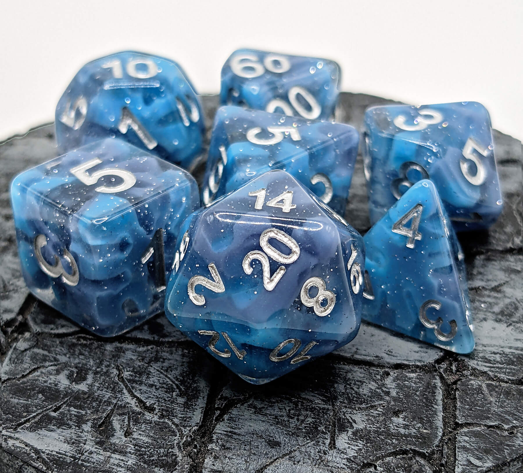 Celestial Blue DnD Dice 3