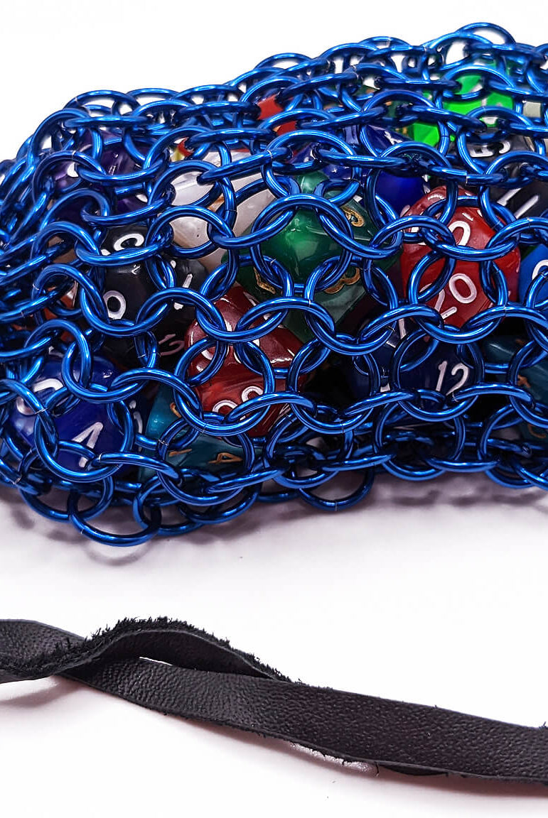 Blue Chainmail Dice Bag