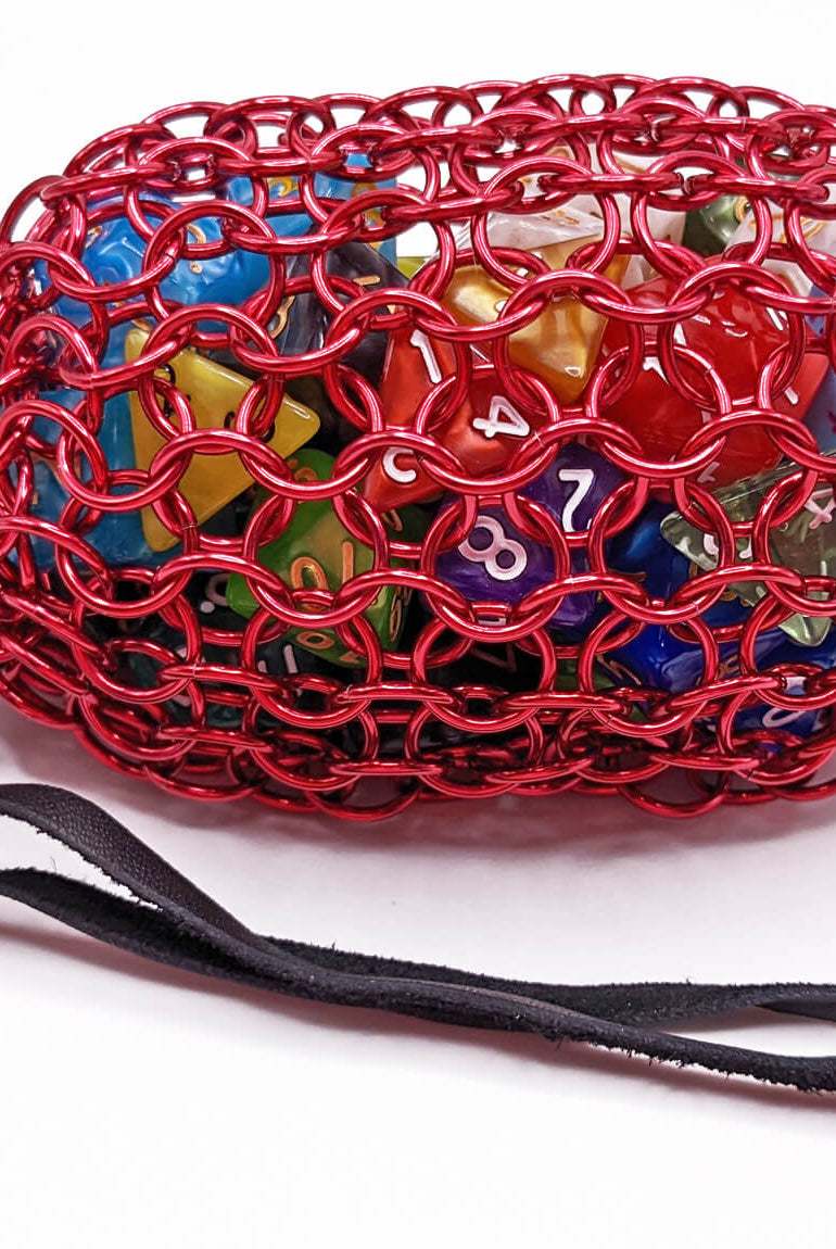 Red Chainmail Dice Bag