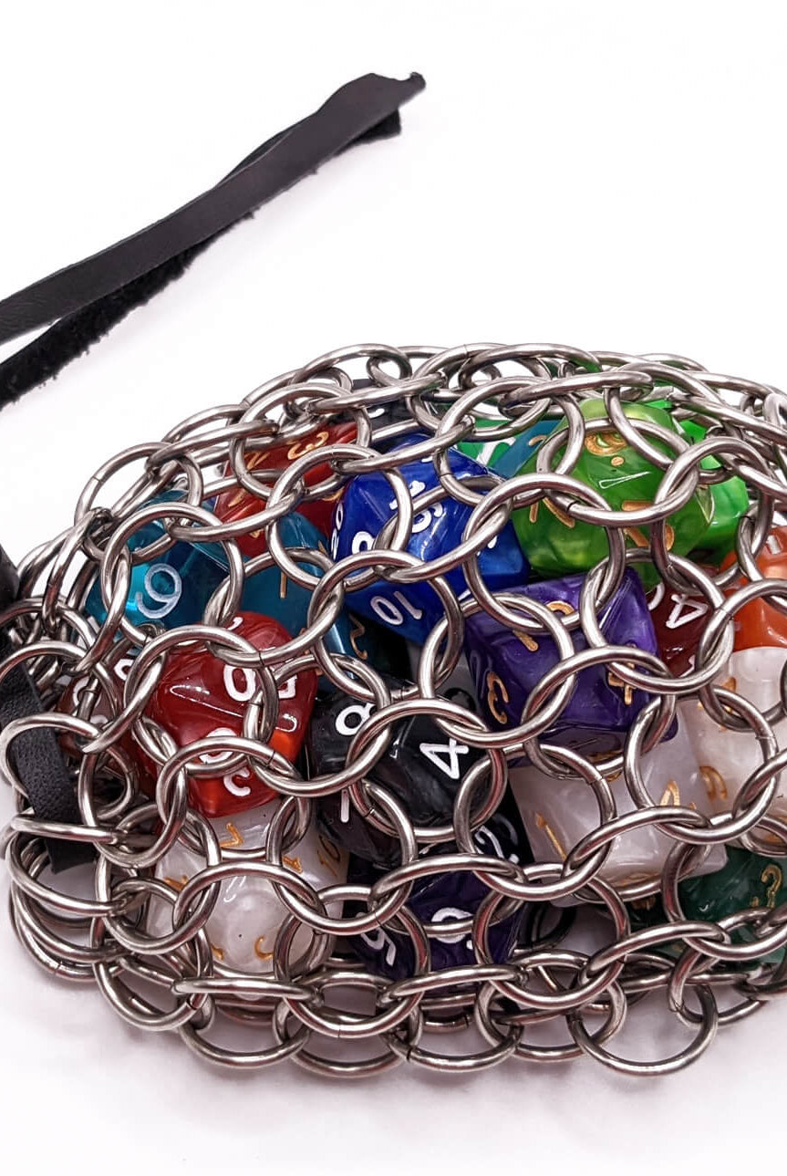 Chainmail dice bag stainless steel