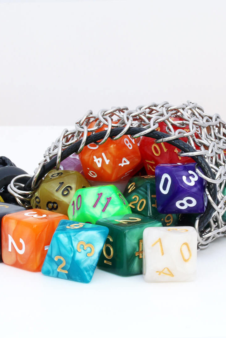 stainless steel chainmail dice bag