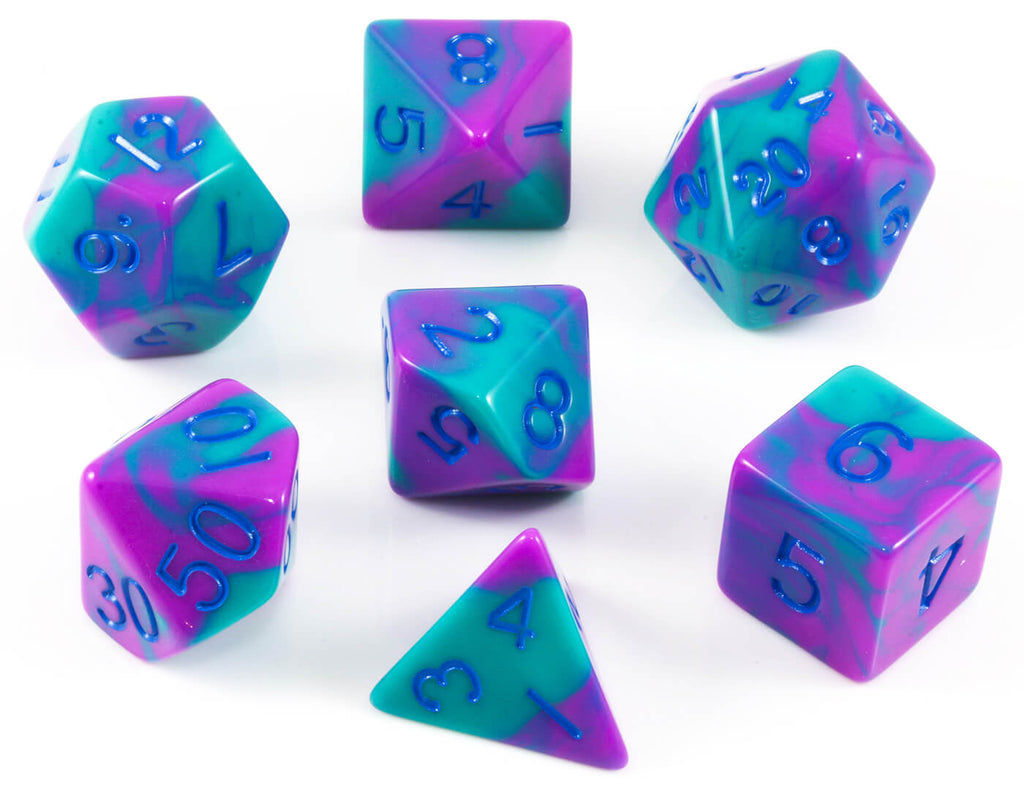 Purple and Teal D&D Dice