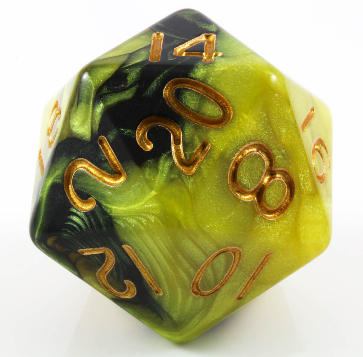 giant black and yellow d20