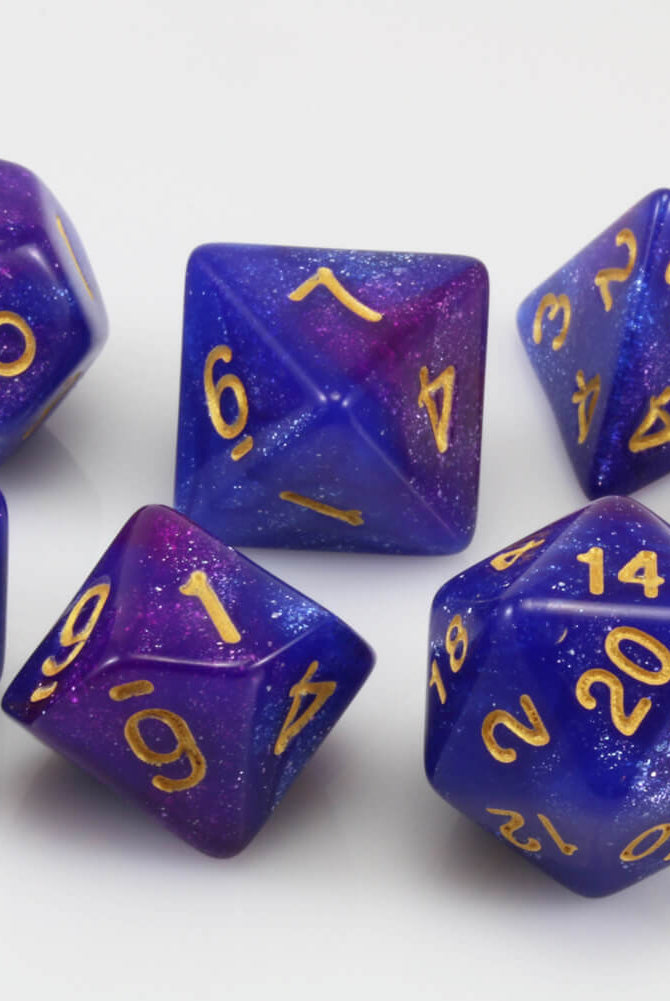 D&D Dice Cosmic Blue and Purple