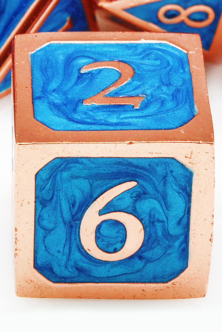Metal d6 dice blue