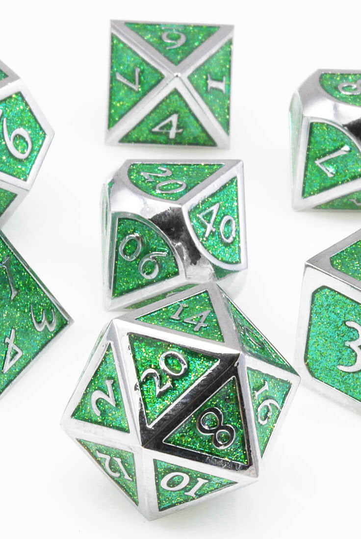 Metal Dice Enamel Sparkle Green