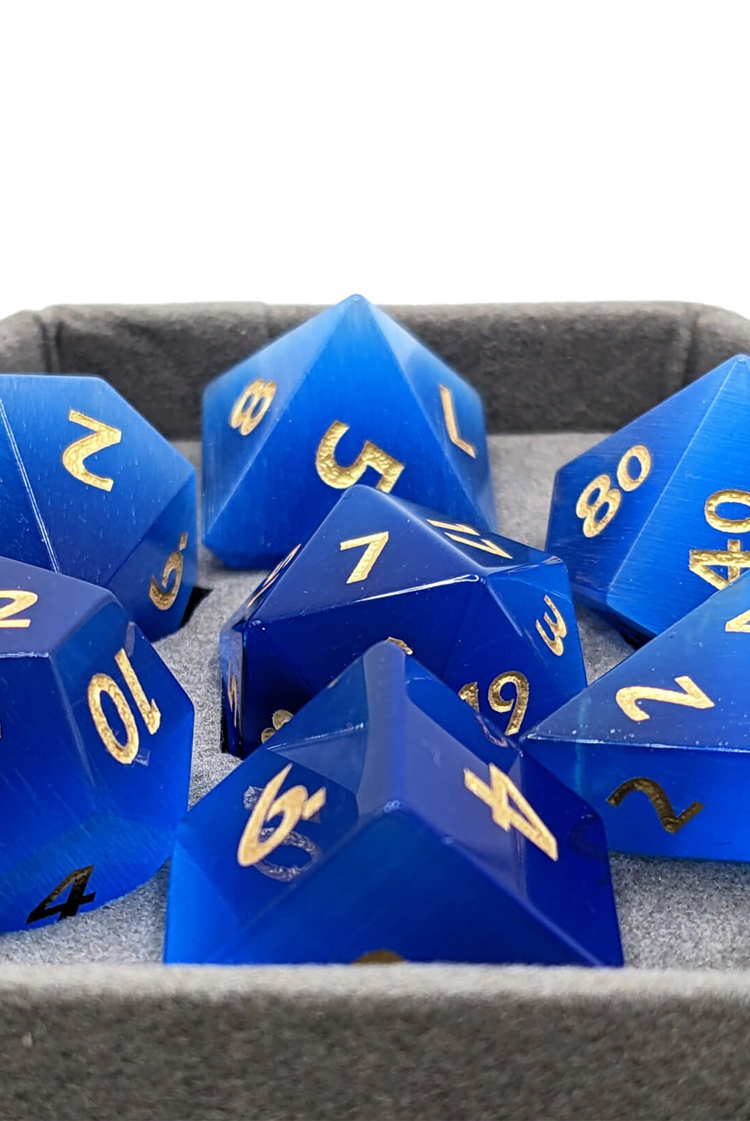 Gemstone dice dark blue cats eye