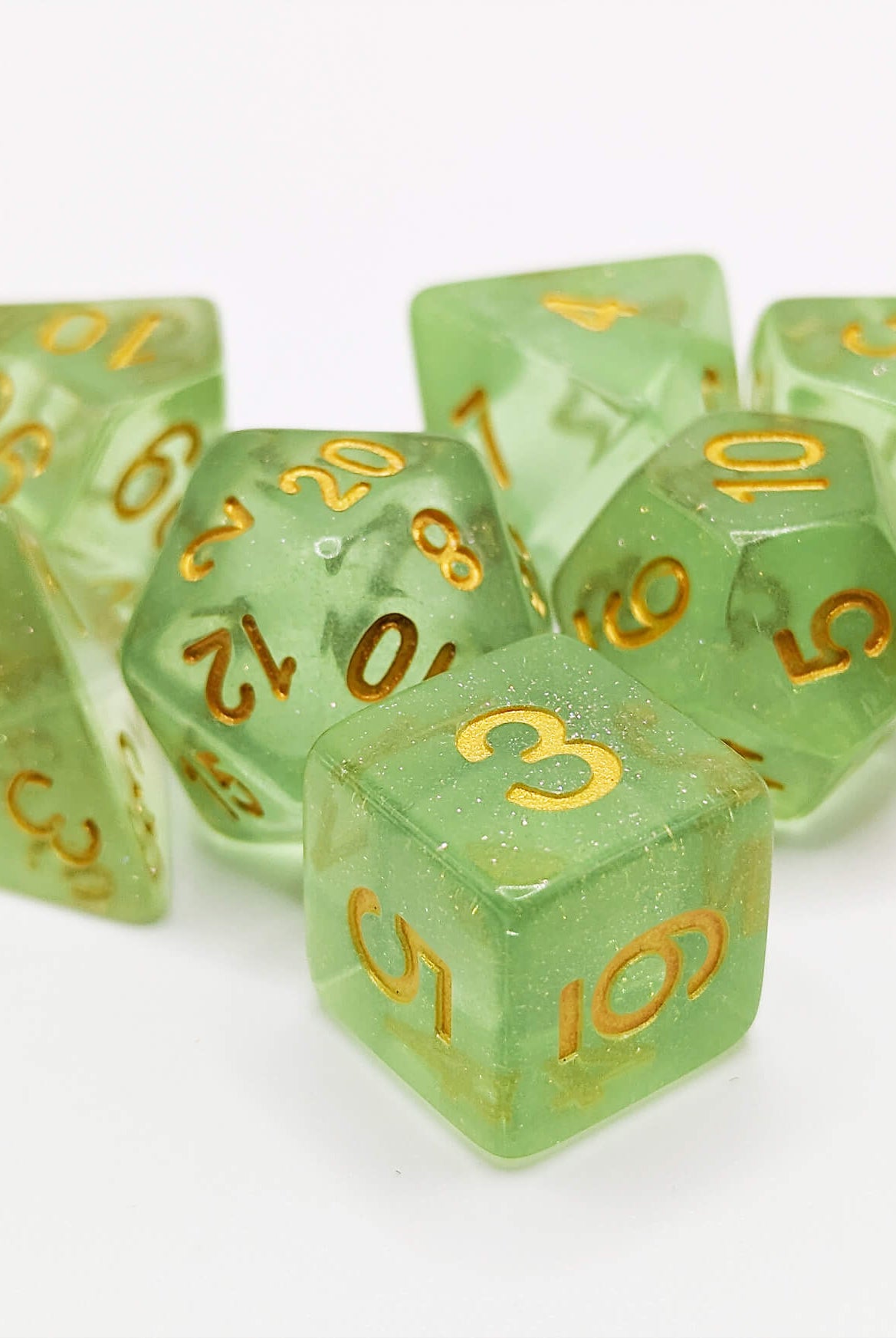 Diaphanous Green dice for dnd games