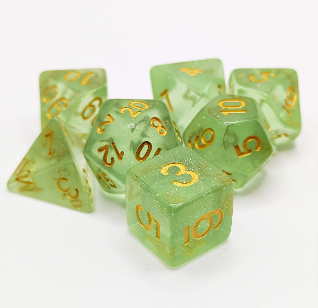 Diaphanous Green dice for dnd games