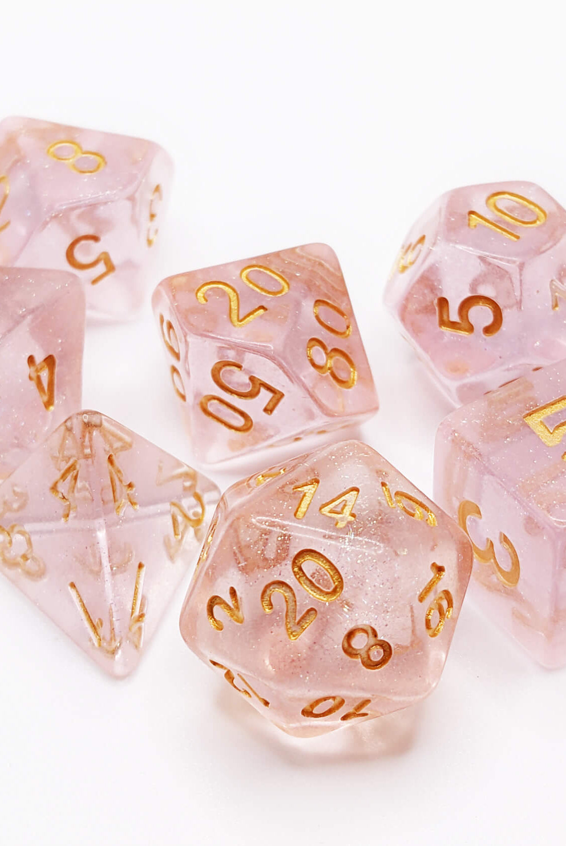 Pink dice for dungeons and dragons games