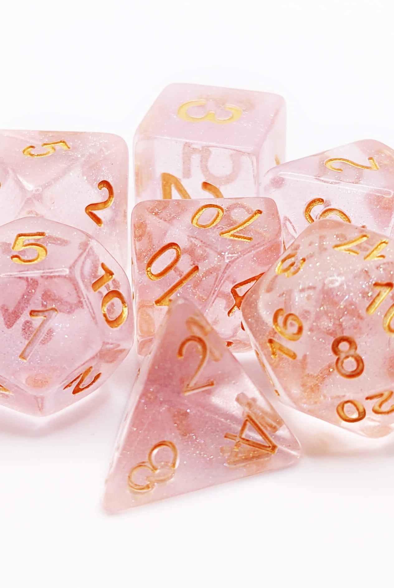 Diaphanous Dice pink TTRPG game set for dnd games