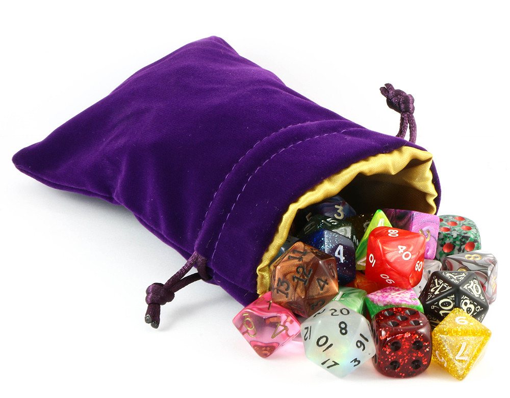 velvet dice bag purple gold