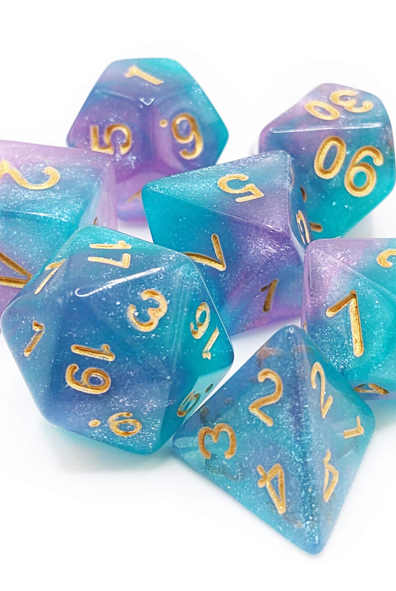 awesome purple and teal dragon egg dice