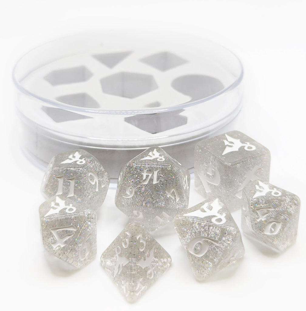 Dragon Icon Dice Silverwing sparkles for dnd like games