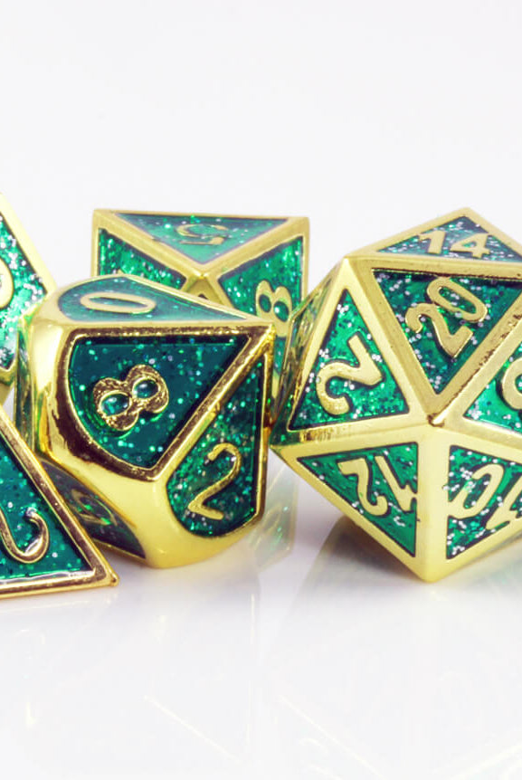 D&D green and gold dice