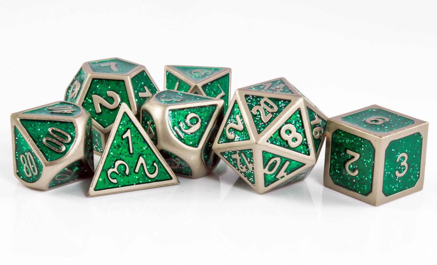Green enamel D&D Dice