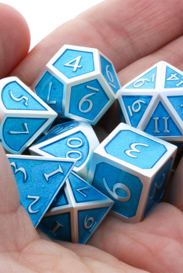 Metal Enamel Dice Ocean Blue