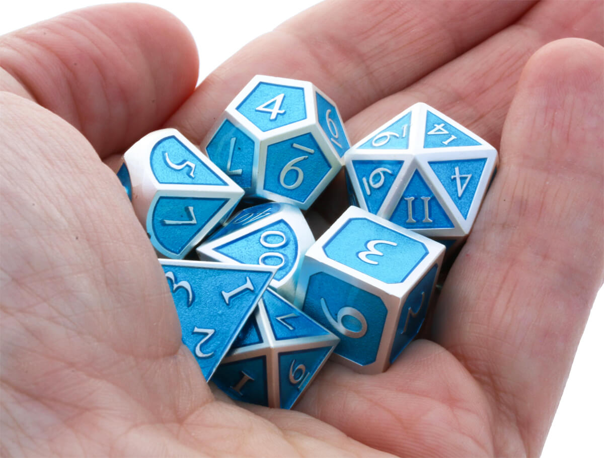 Metal Enamel Dice Ocean Blue