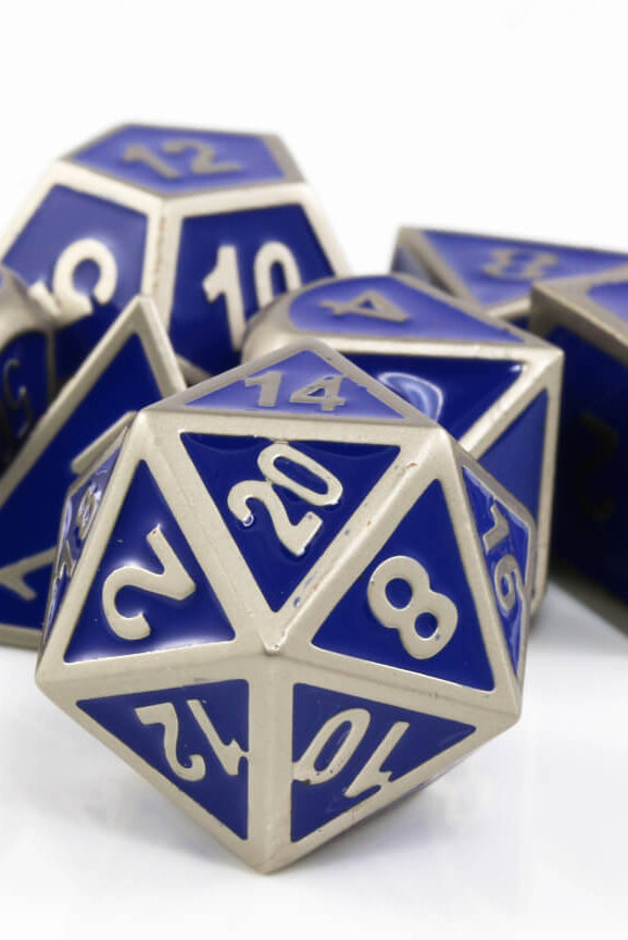 blue metal rpg dice