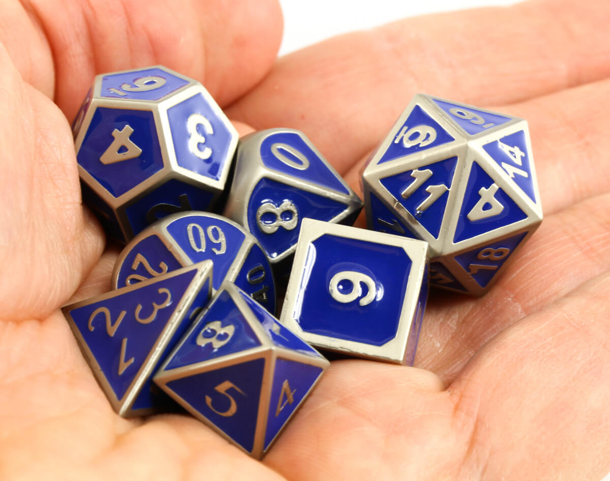 Blue enamel dice