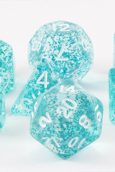 glitter ethereal dice light blue