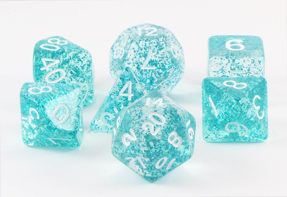 glitter ethereal dice light blue