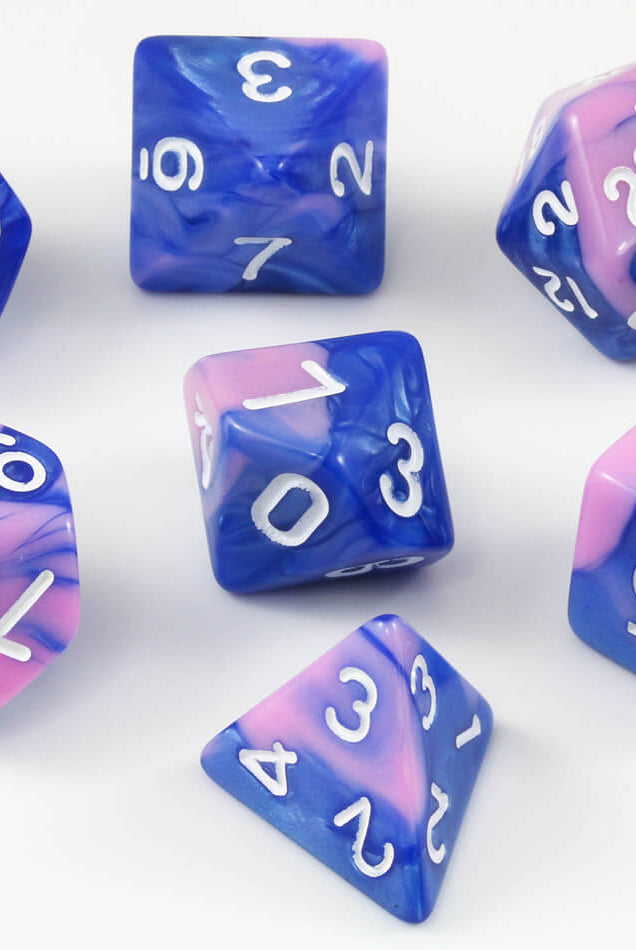 Pink and Blue DnD dice