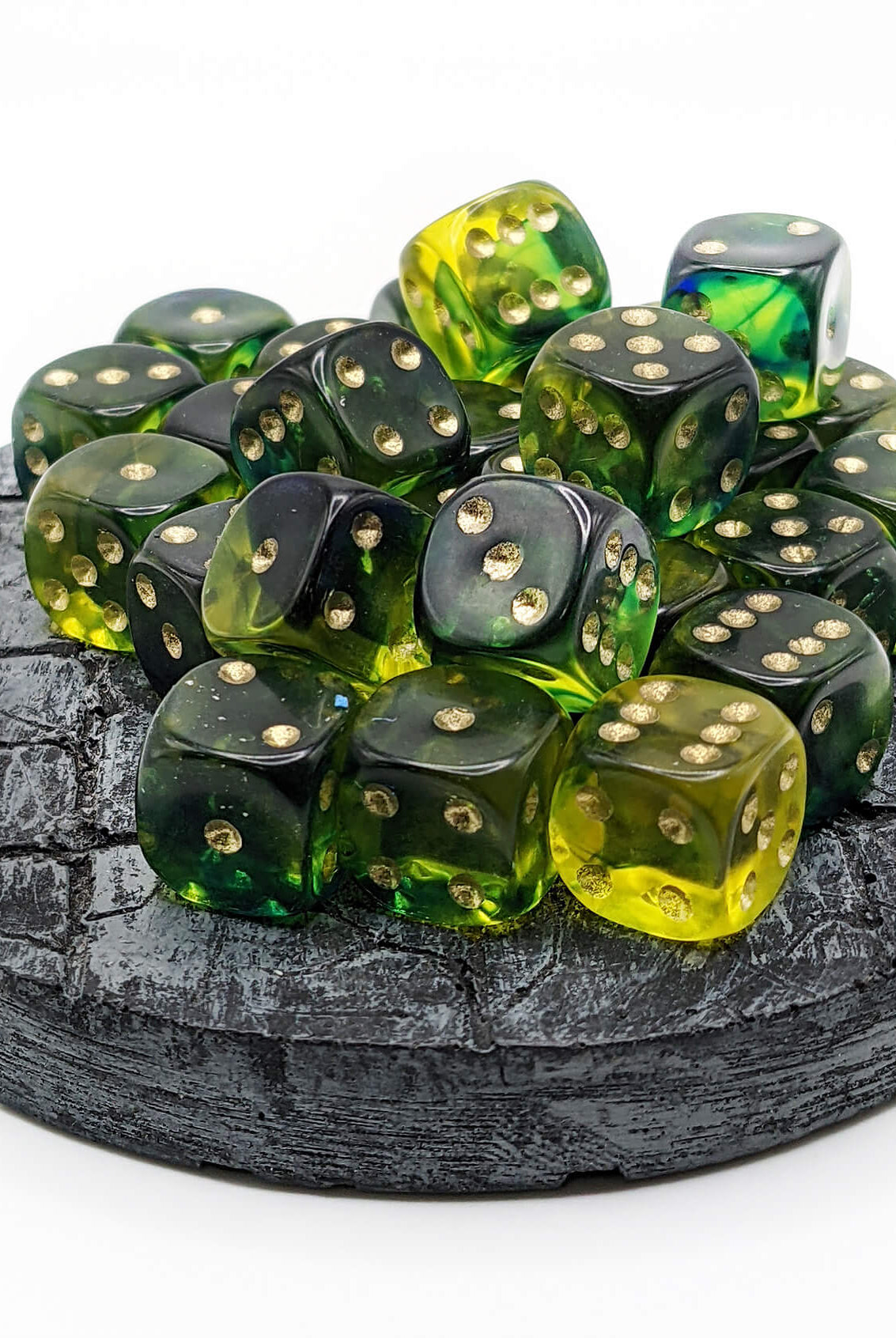 Firefly green and blue dice d6s for wargames