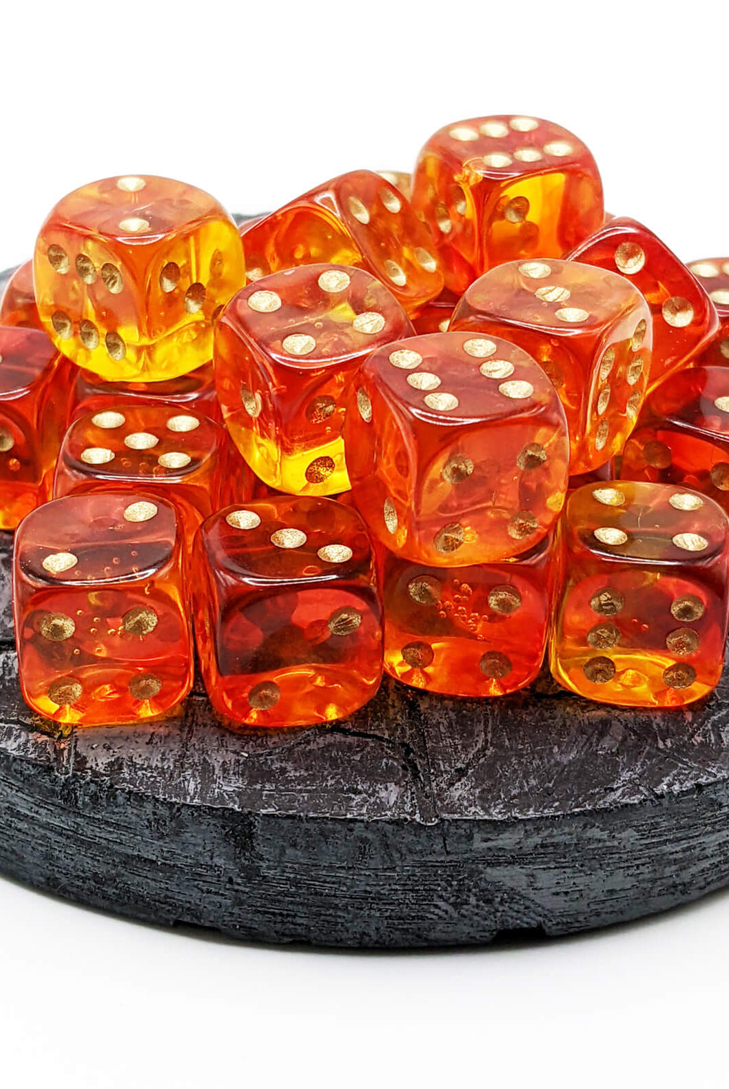 Firefly d6 dice orange and red displayed