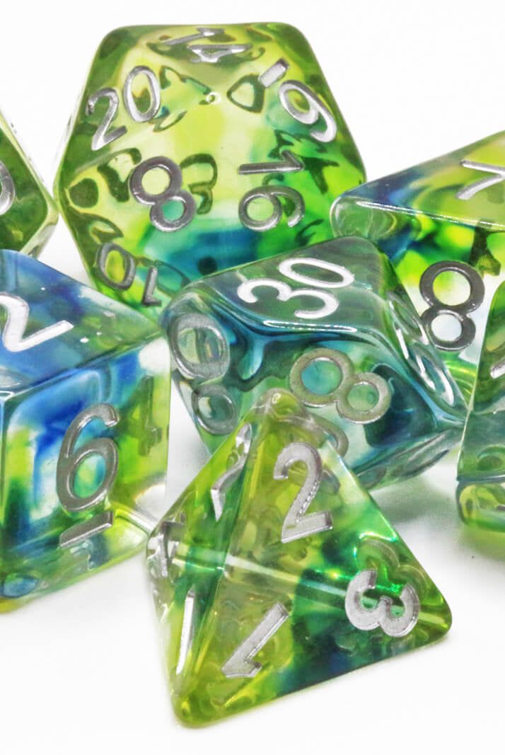 Blue and Green DnD Dice