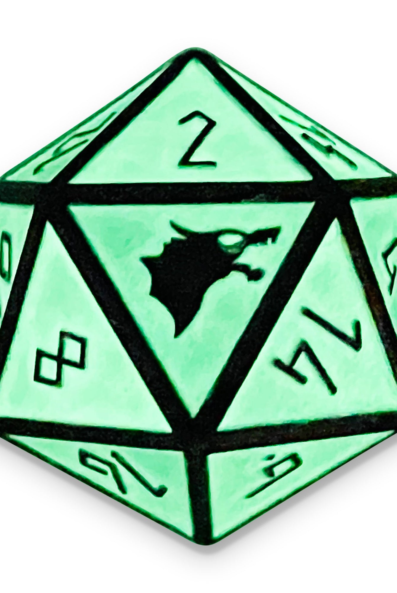 Glow in the dark metal d20