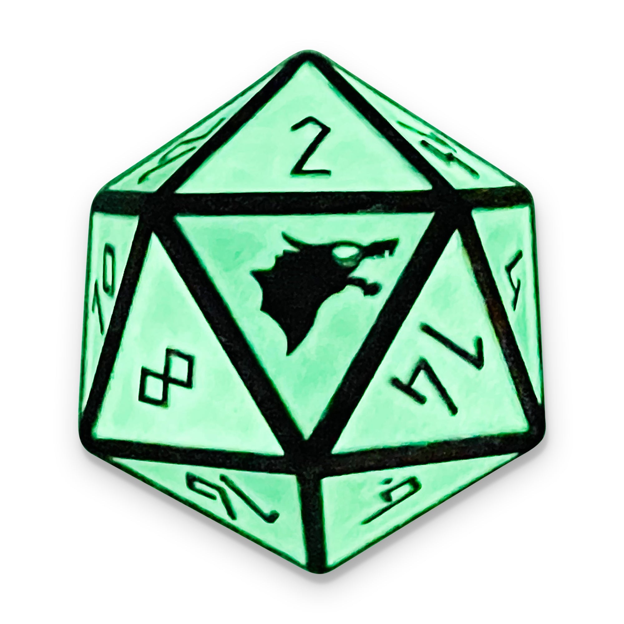Glow in the dark metal d20