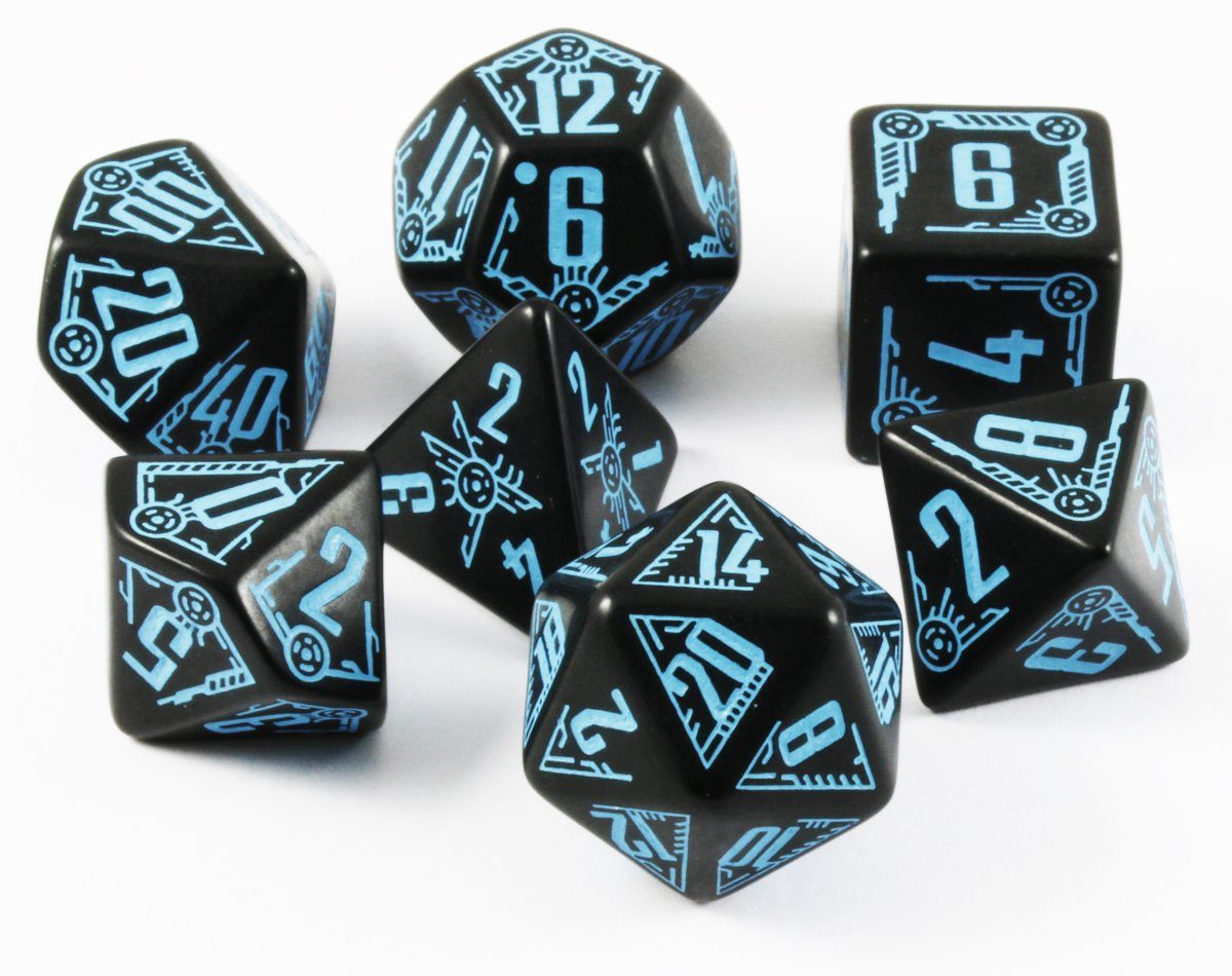 Galactic Dice (Black/Blue) RPG Role Playing Game Dice Set Dark Elf Dice