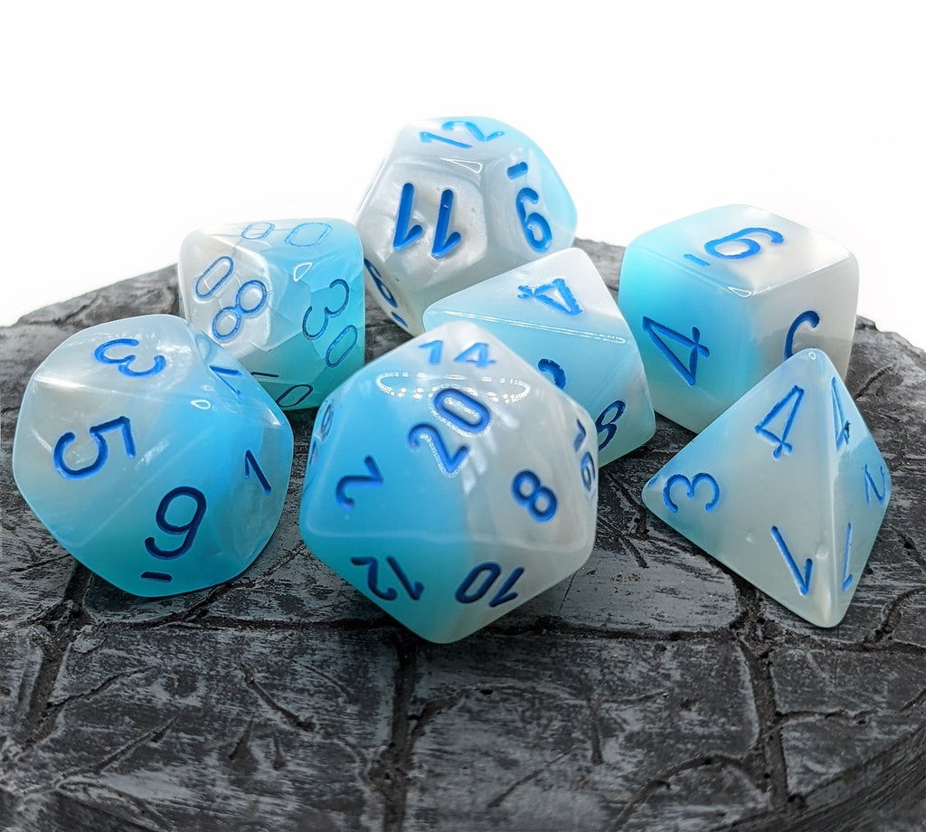 CHX26465 Chessex Gemini Dice Pearl Turquoise with Luminary effect