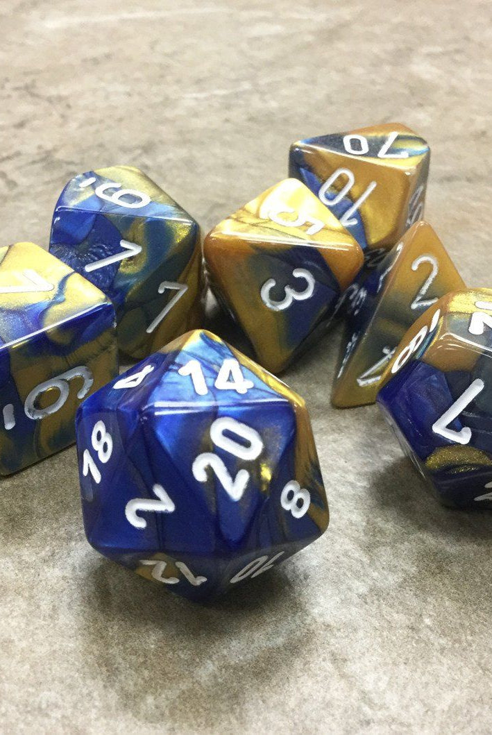 gemini rpg dice blue gold