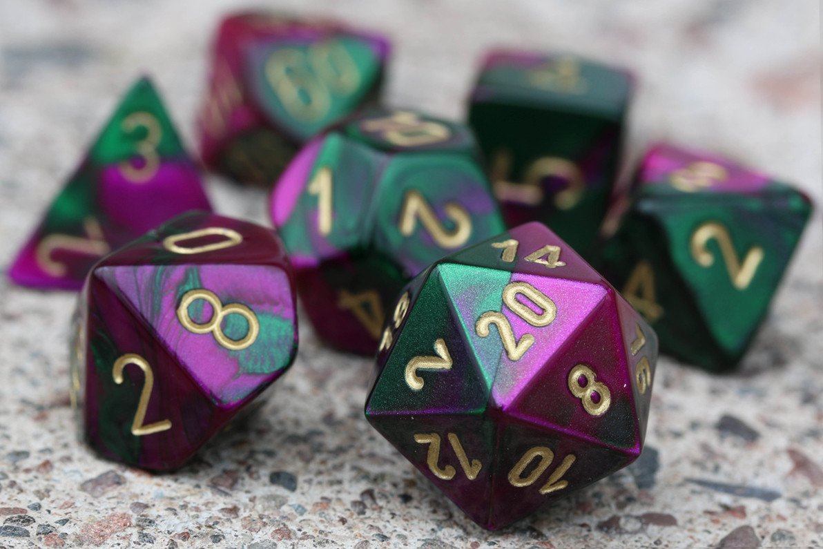 Gemini RPG Dice Green Purple