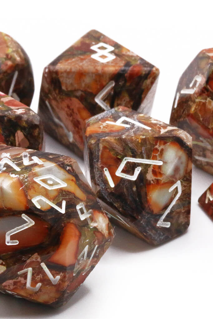 Bronzite Orange Imperial Jasper Dice