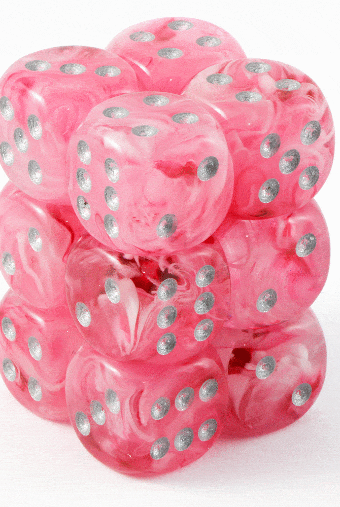 ghostly glow d6 dice pink