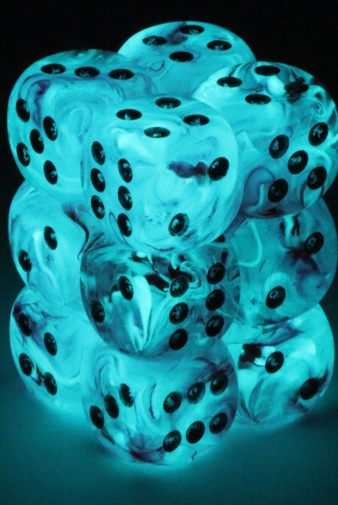 ghostly glow six sided dice pink