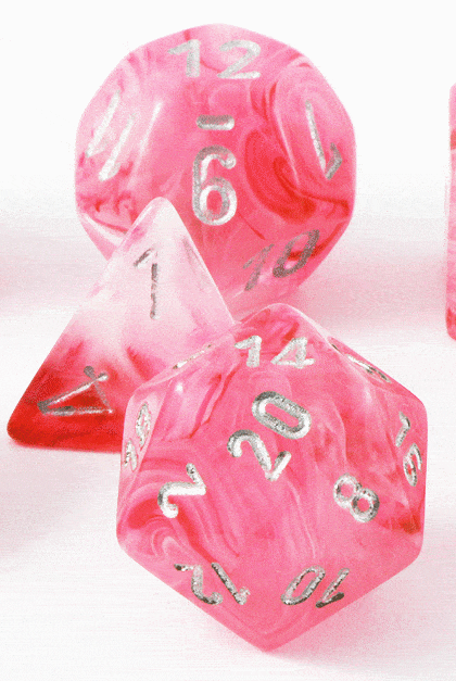 ghostly glow pink rpg dice