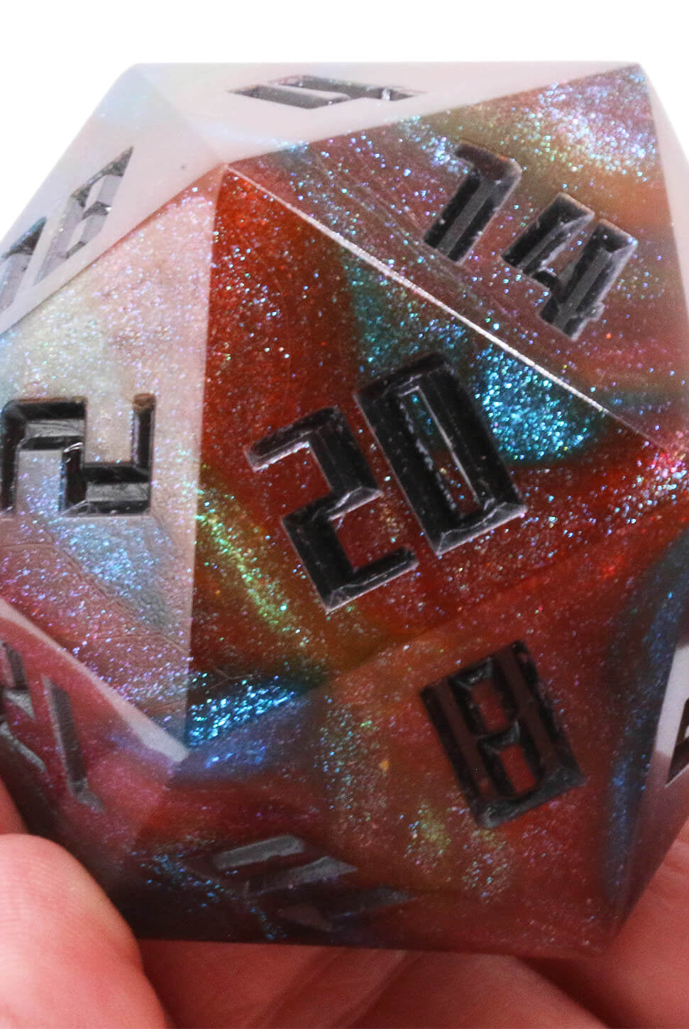 Giant D20 Glitter Dice Spell Matrix Black