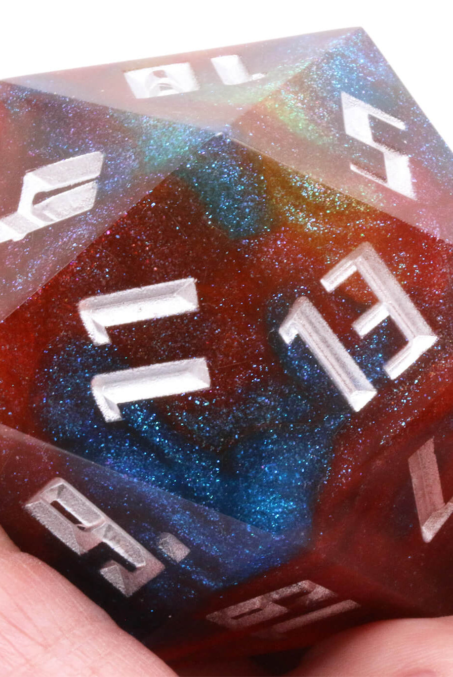 Giant D20 Glitter Dice Spell Matrix Silver