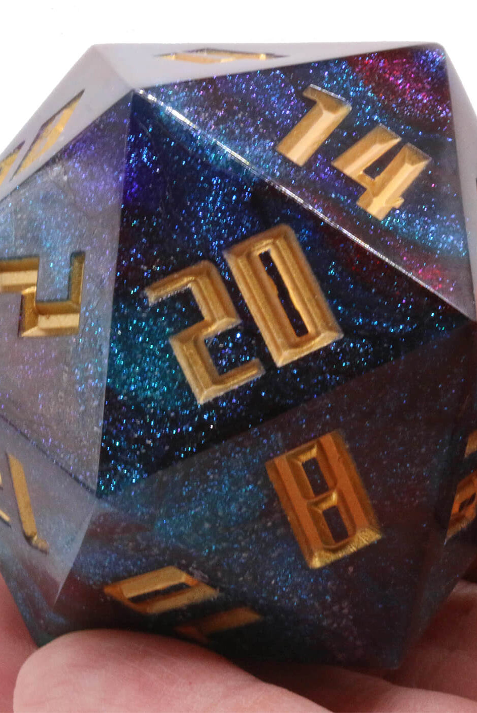 Giant d20 Magic Glitter Dice Summoner Gold