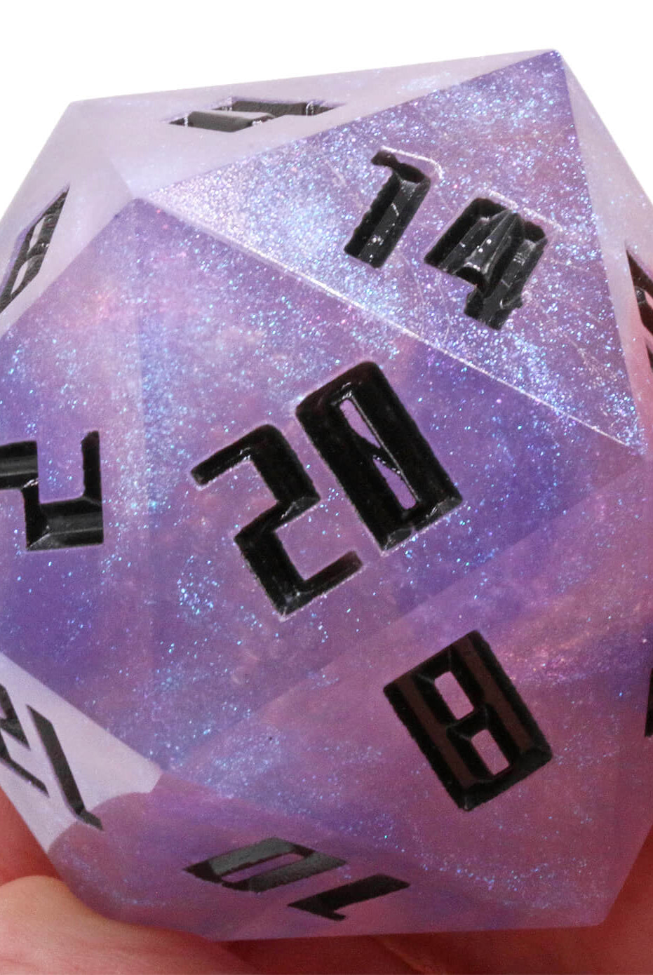 Large DnD Dice: D20 Permafrost Black Font