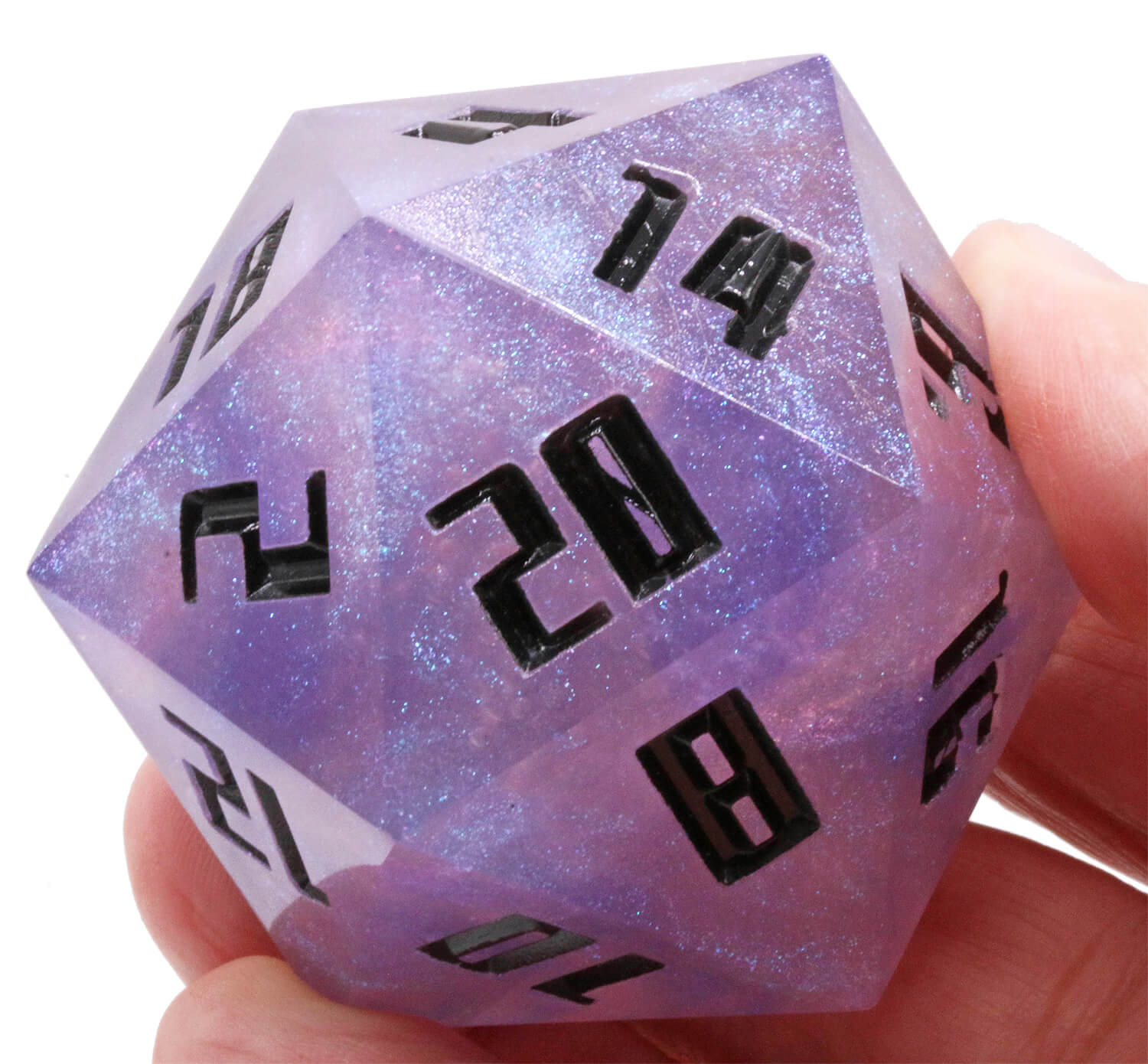 Large DnD Dice: D20 Permafrost Black Font