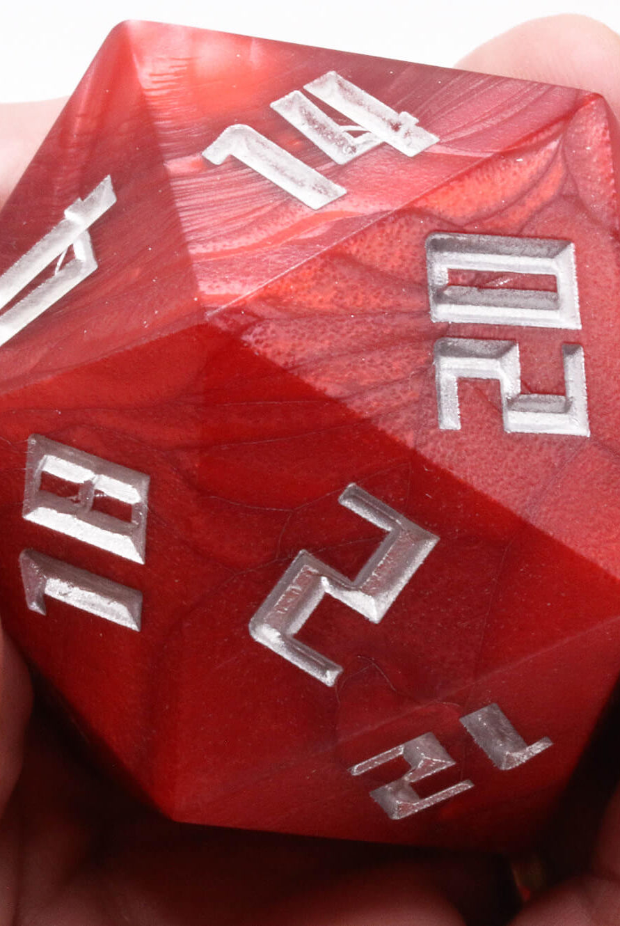 Giant red and silver dice