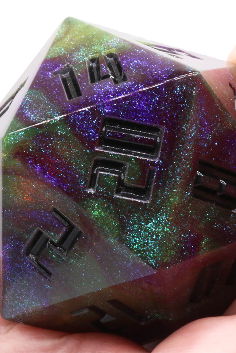 Giant D20 Glitter Dice Darkling Black