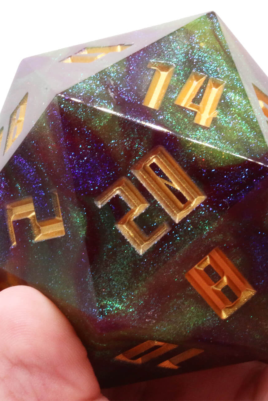 Giant D20 Glitter Dice Darkling Gold