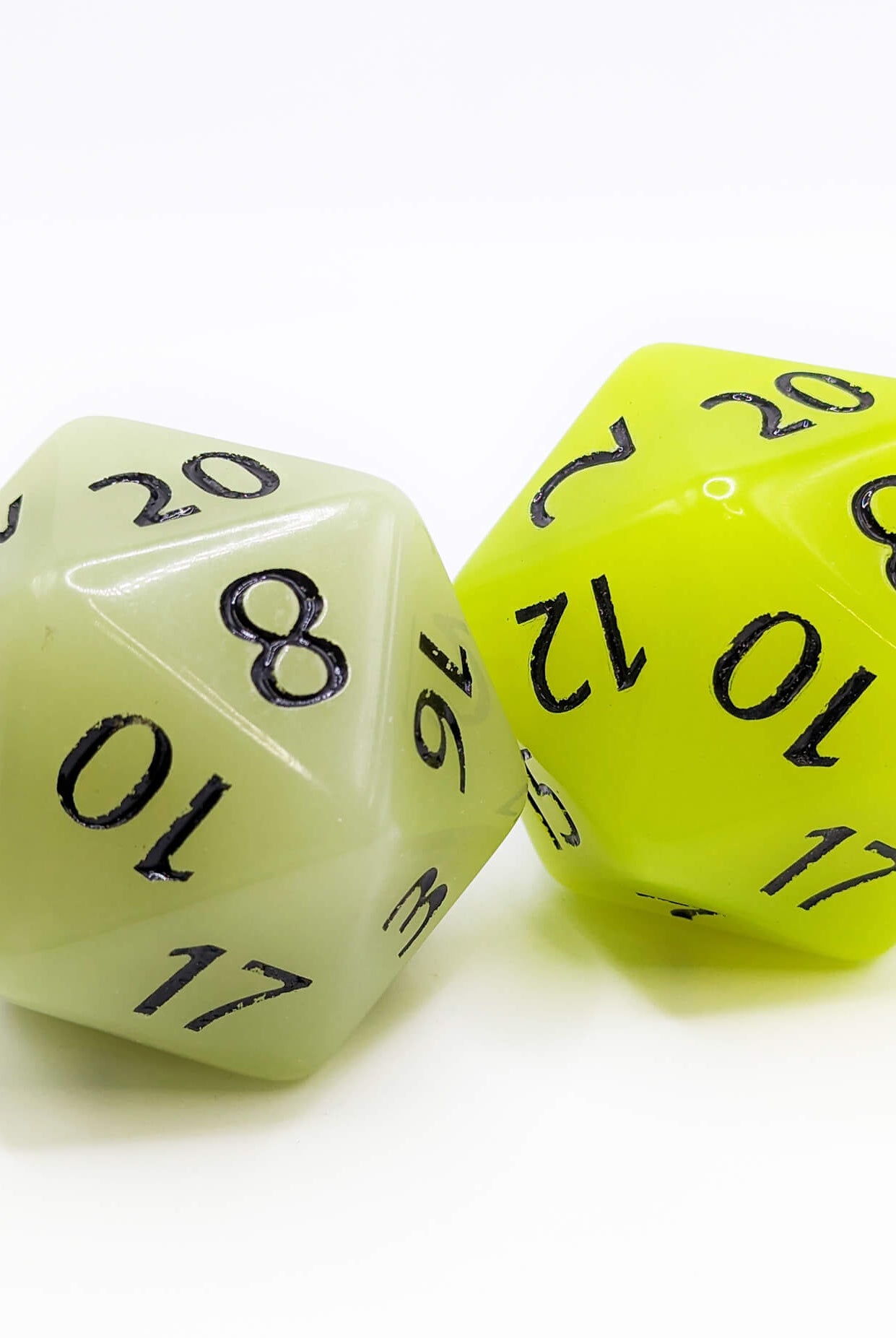 Large d20 dice glow in the dark