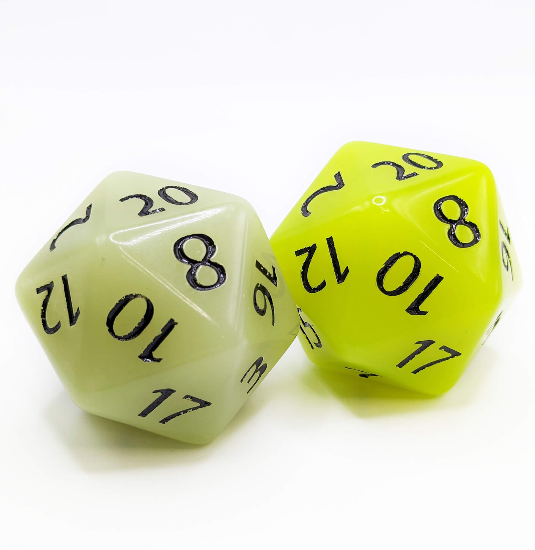 Large d20 dice glow in the dark